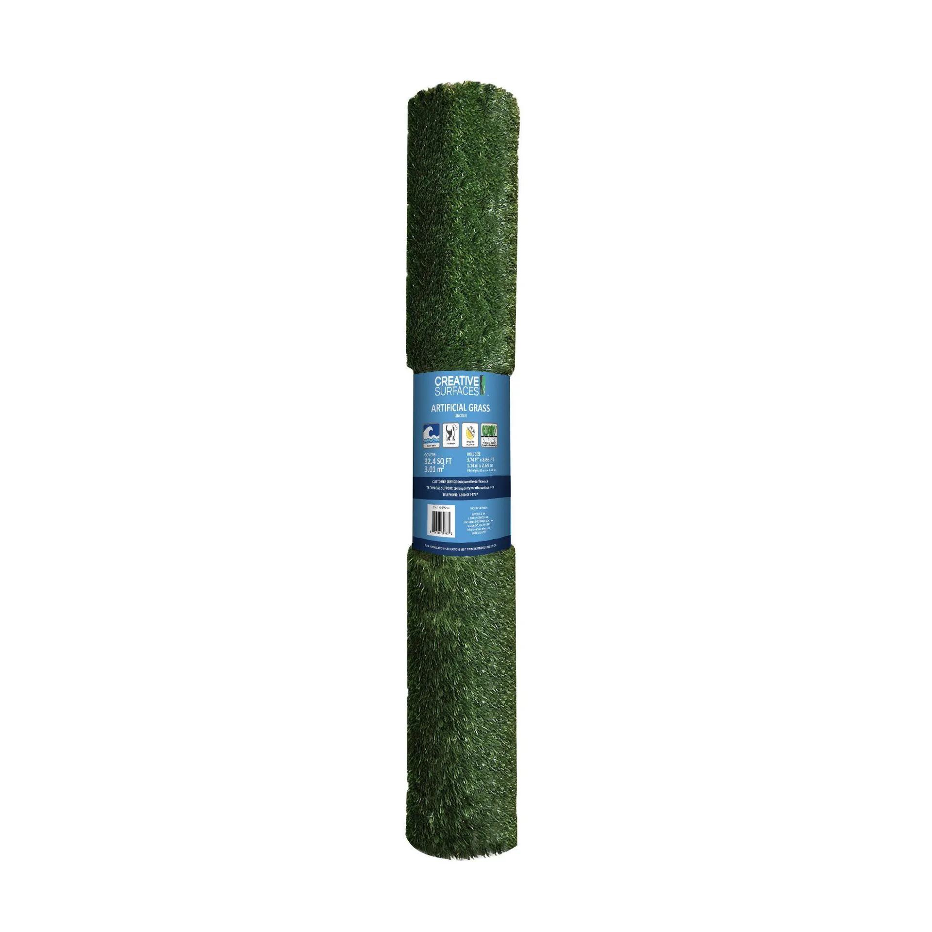 Creative Surfaces Lincoln Artificial Grass 1.26" Pile Height 3.74' x 8.66'