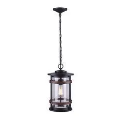 Canarm Inc. Brett Oil-Rubbed Bronze and Faux Wood Outdoor Pendant