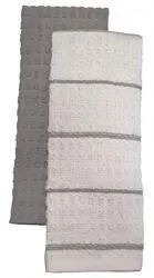 Striped Terry Kitchen Towels - Gray