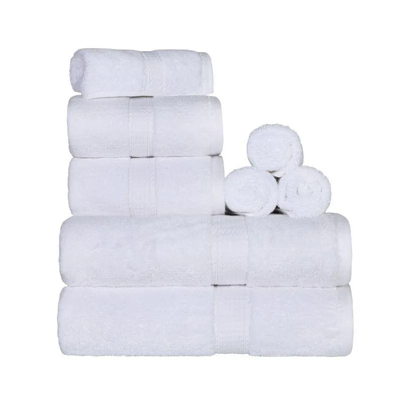 Luxury Premium Cotton 800 GSM Highly Absorbent 8 Piece Ultra-Plush Solid Towel Set by Blue Nile Mills