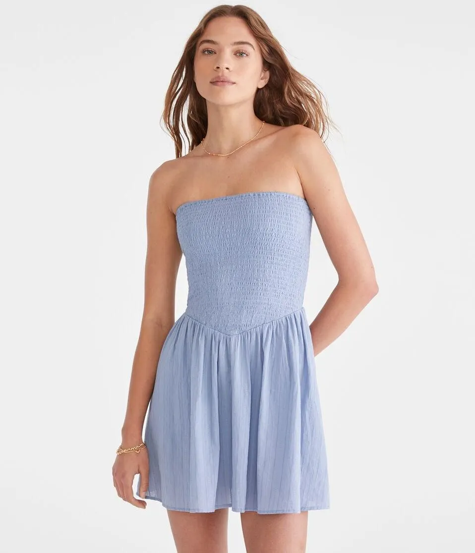 Solid Strapless V-Waist Mini Dress