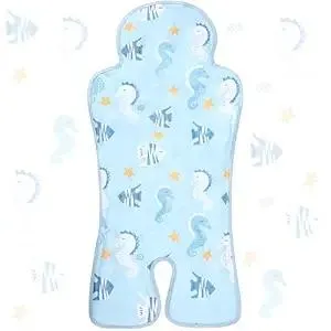 Pinkunn Gel Car Seat Baby Cooling Pad for Summer Breathable Stroller Cooler Pad Multifunctional Carseat Cooling Mat for Baby Child Dining Chair Safety Seat Stroller(Blue,Seahorse)