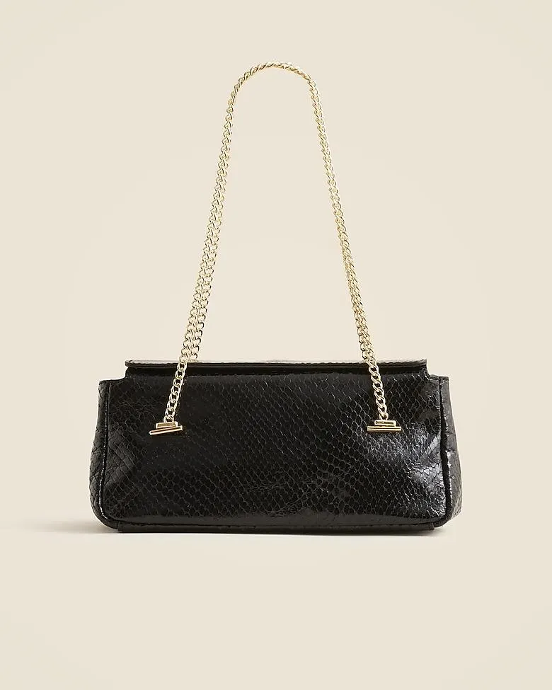 Chain-strap bag in snake-embossed leather