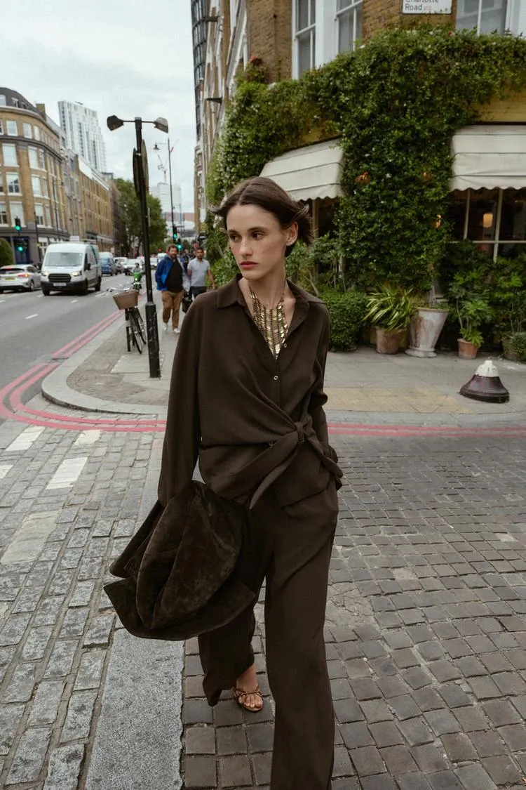 KNOTTED CREPE SHIRT