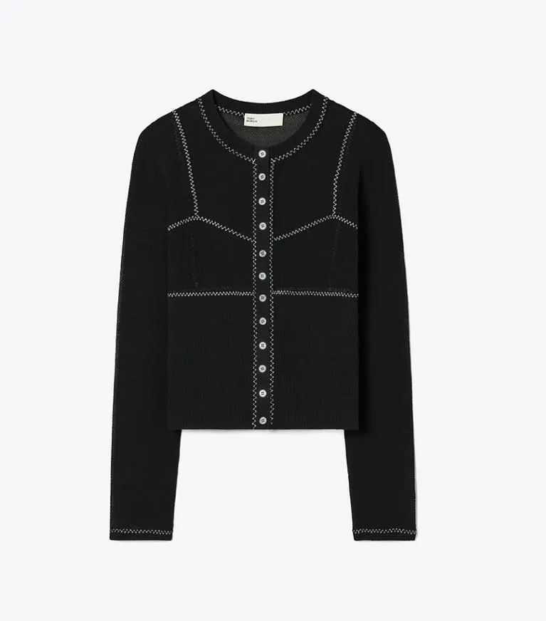 COTTON AND NYLON MESH CARDIGAN