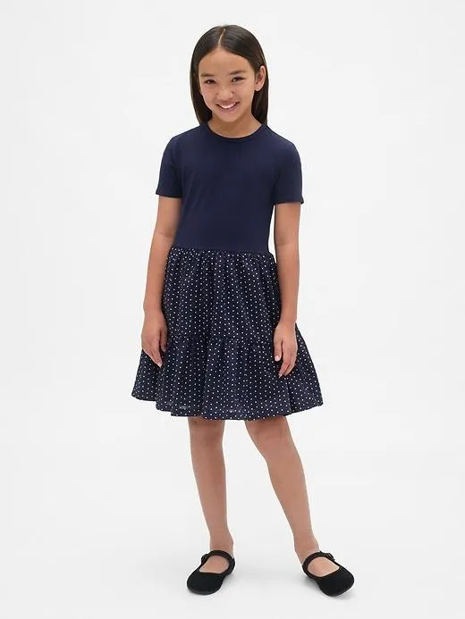 Kids Mixed Media Flounce Dress
