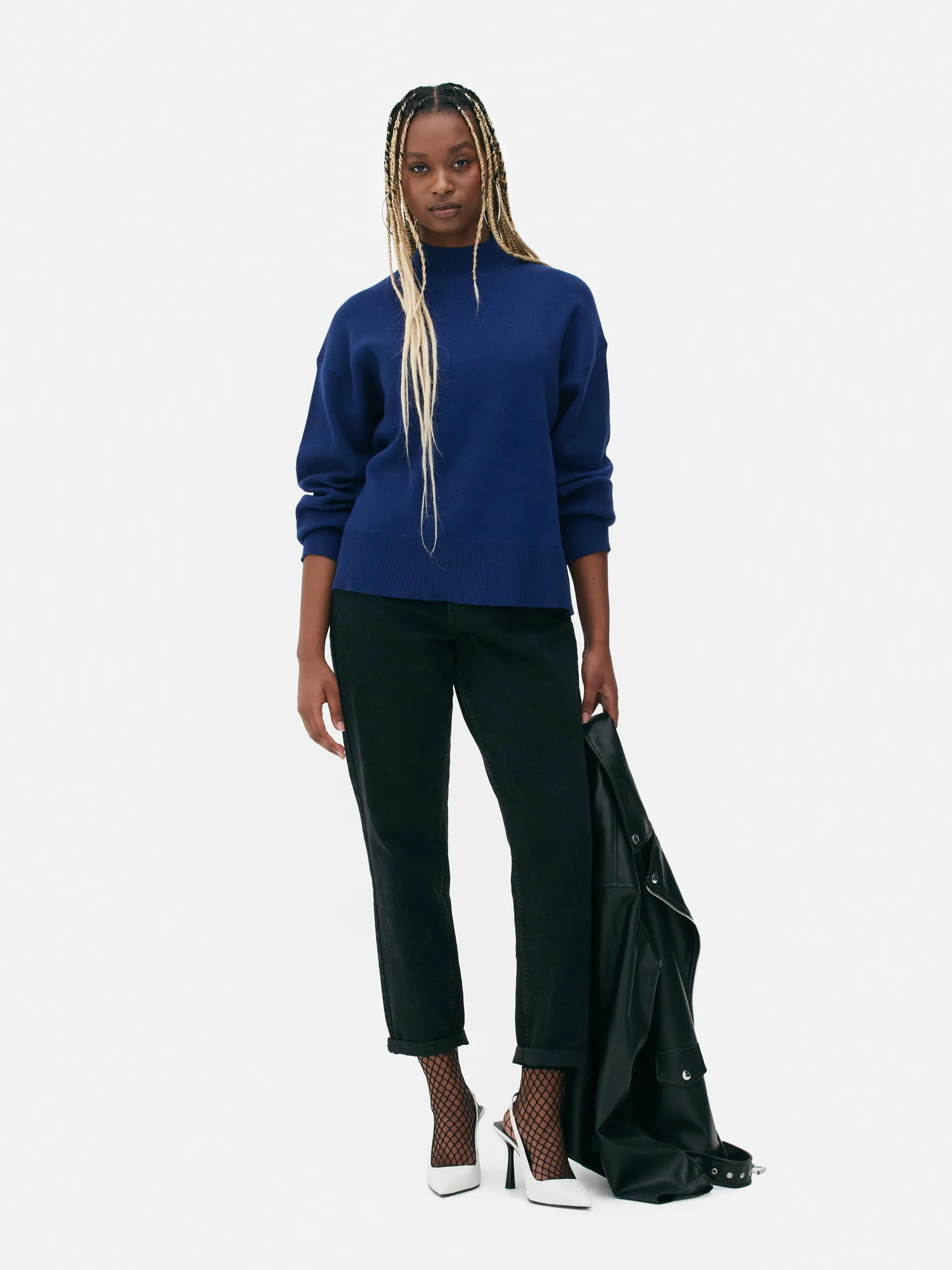 Camisola malha gola subida