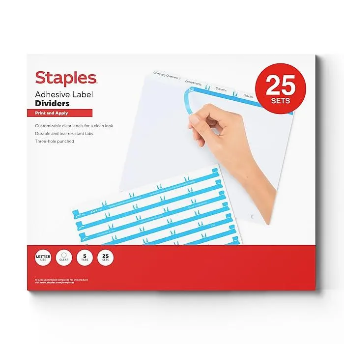 Staples Print & Apply Label Dividers,