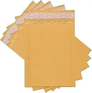 Kraft Bubble Mailers, Self-Seal, Waterproof & Cushioned Padded Envelopes for Shipping, 10.5 x 16 in (10 Pack, Gold)