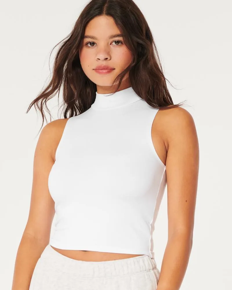 Seamless Fabric Sleeveless Mock-Neck Top
