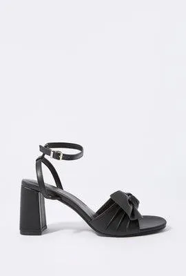 Faux Leather Bow Heel