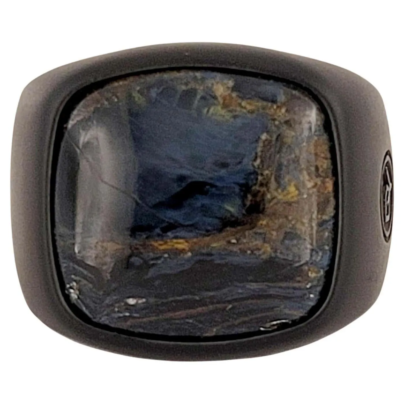 David Yurman Men's Exotic Stone Ring with Pietersite in Black Titanium