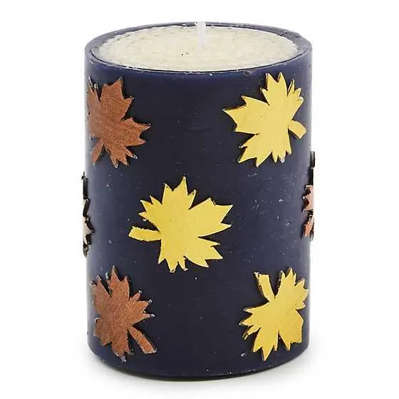 Maple Leaf Navy 4" Pillar Candle