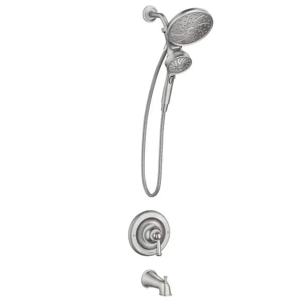 Brecklyn Single Handle 6-Spray Tub Shower Faucet w/ Magnetix Rainshower in Spot Resist Brushed Nickel (Valve Included)