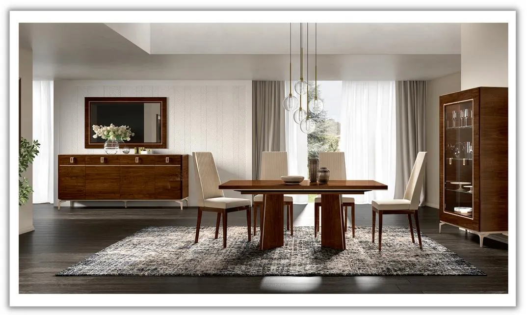 ESF Furniture Eva Extendable Dining Room Set In Brown