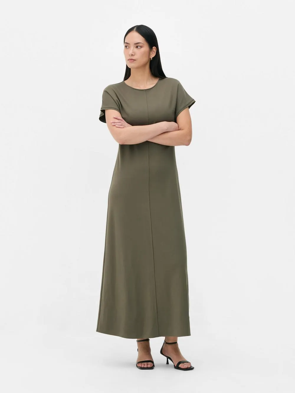 Kurzärmeliges „The Edit“ Jersey-Midikleid