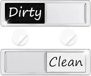 Dishwasher Magnet Clean Dirty Sign Shutter Only Changes When You Push It Non-Scratching Strong Magnet or Adhesive Options Indicator Tells Whether Dishes are Clean or Dirty (Tiles White/Black)