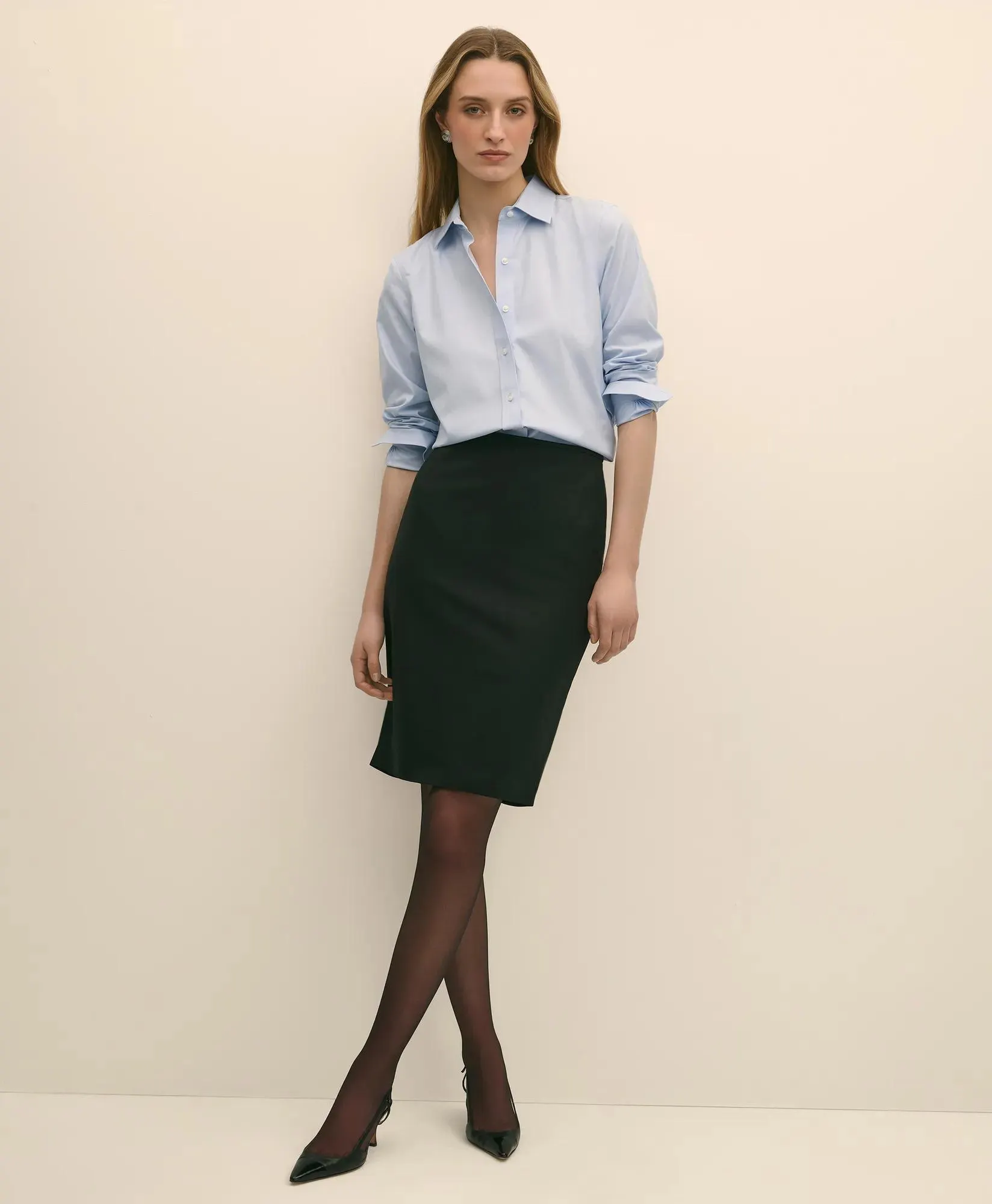 The Essentials Brooks Brothers Stretch Wool Pencil Skirt