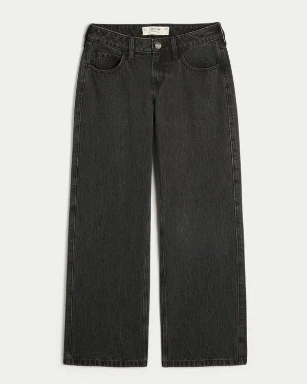 Low-Rise Washed Black Baggy Jeans