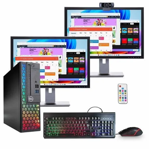 Dell 3060 Desktop Computer | Intel i5 Hexa Core Gen 8 | 16GB RAM | 500GB SSD | DVD-ROM | Dual 22" LCDs