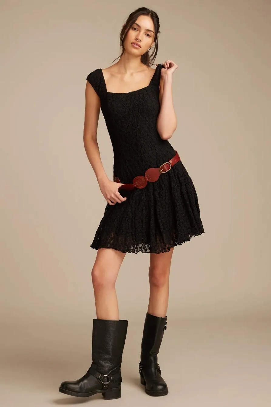 floral mesh mini dress