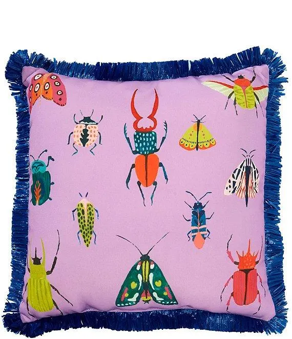 Summer Shop Collection Insect Indoor/Outdoor Fringe Trim Pillow