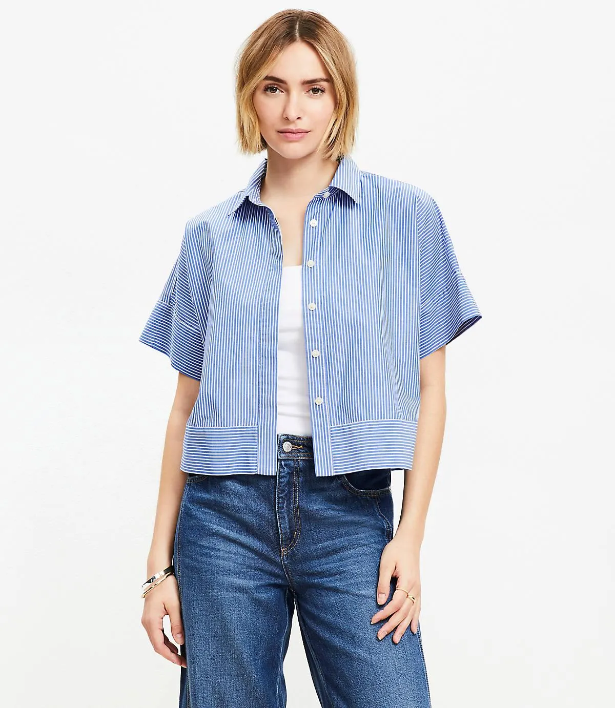 Striped Poplin Modern Pocket Top