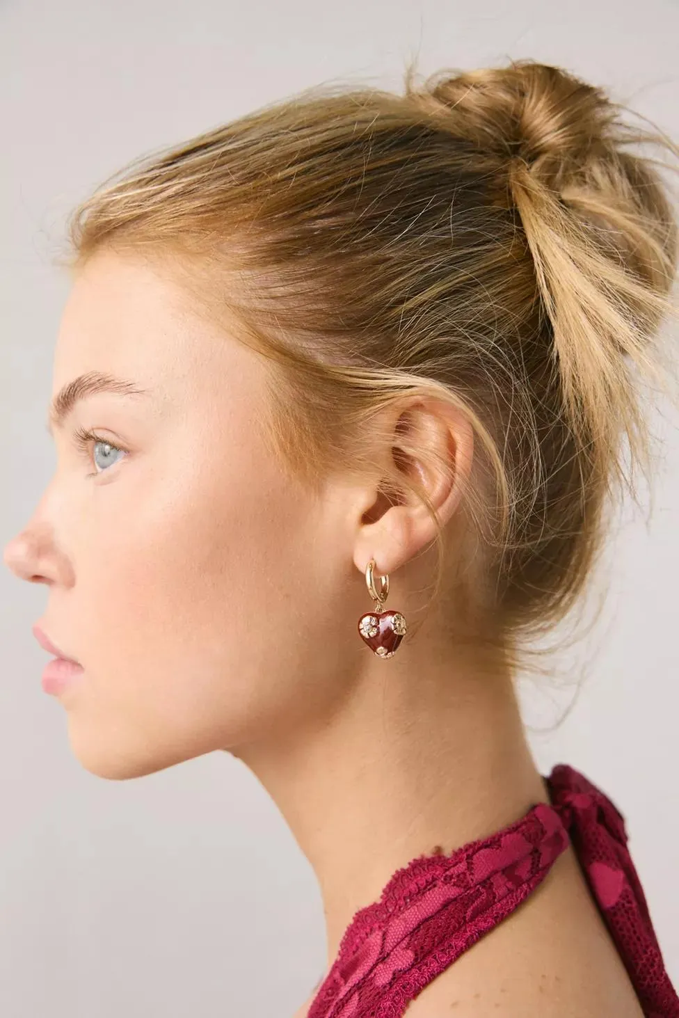 Sonia Delicate Heart Charm Huggie Hoop Earring