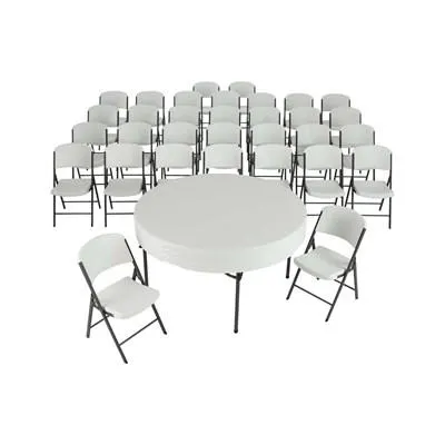 Lifetime 60-Inch Round Stacking Tables (4) and Chair (32) Combo