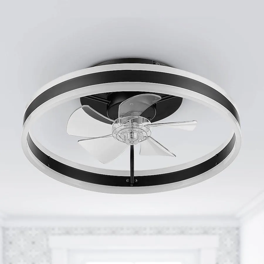 Harbor Breeze Edenmore 20-in Color-Changing Integrated LED Flush Mount Matte Black with Clear Blades Fandelier Ceiling Fan With Light - Remote Included ( 5 -Blade )
