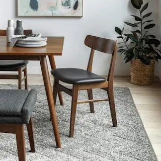 Ecole Leather Dining Chair - Walnut and Black