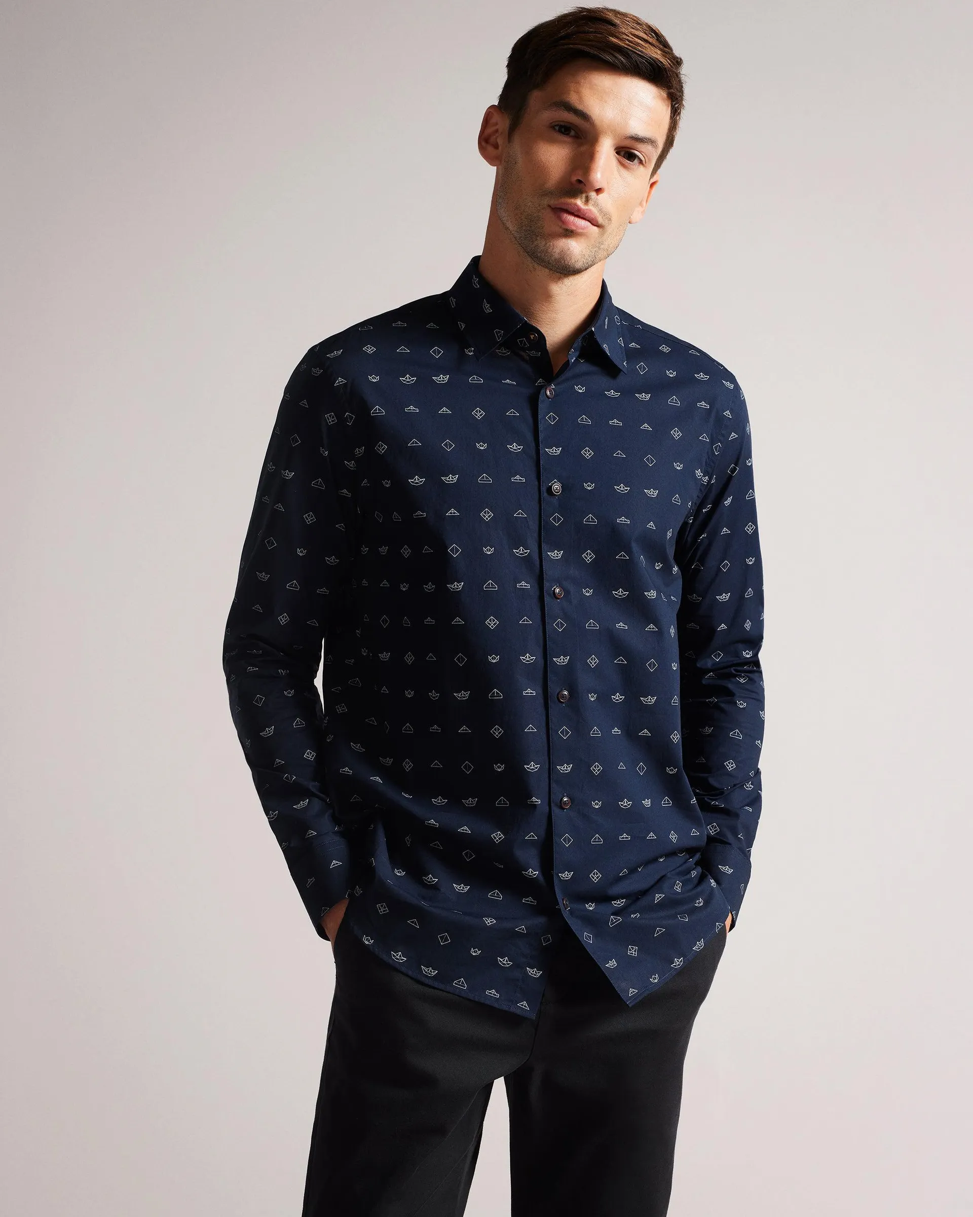 LS Paper Boat Print Shirt