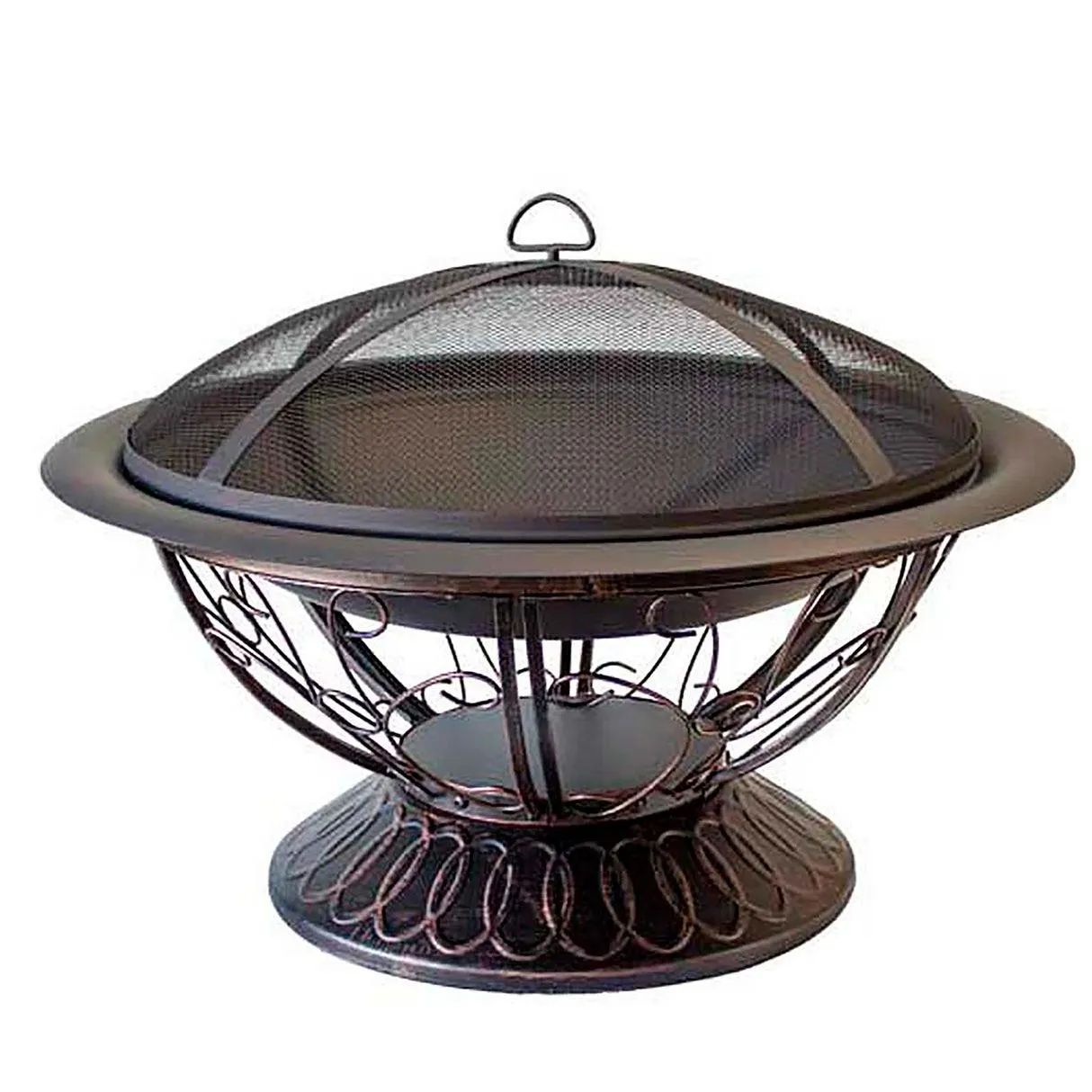 Outdoor Wood-Burning Fire Pit with Scroll Design