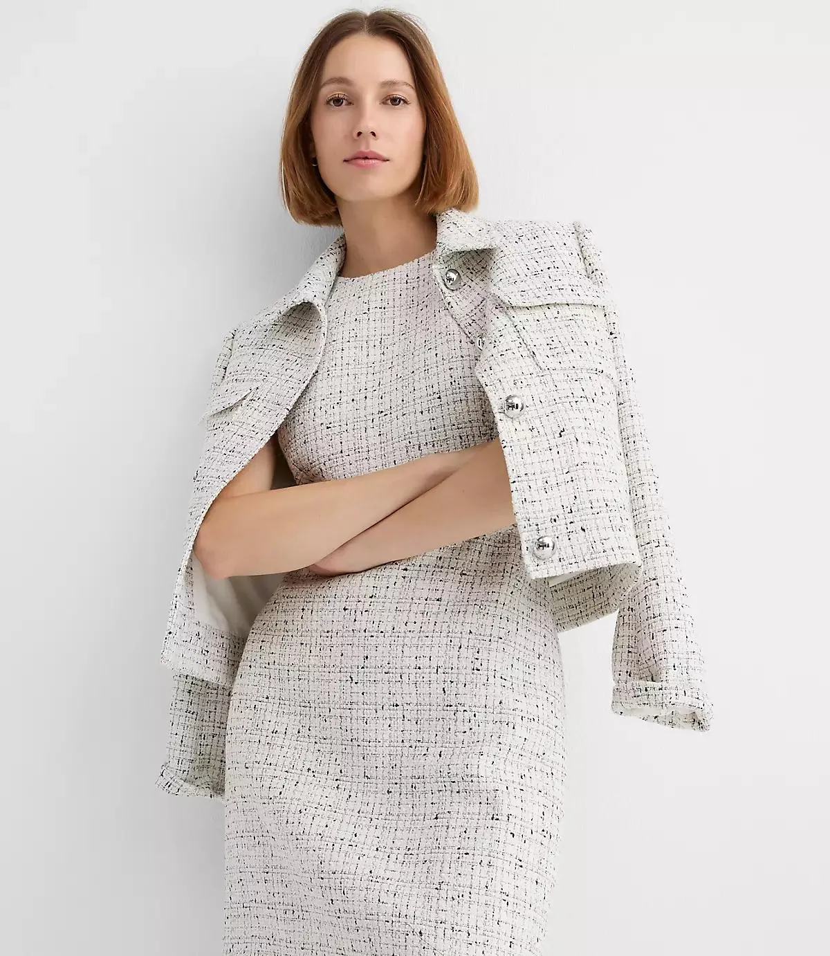 Tweed Short Sleeve Mini Dress