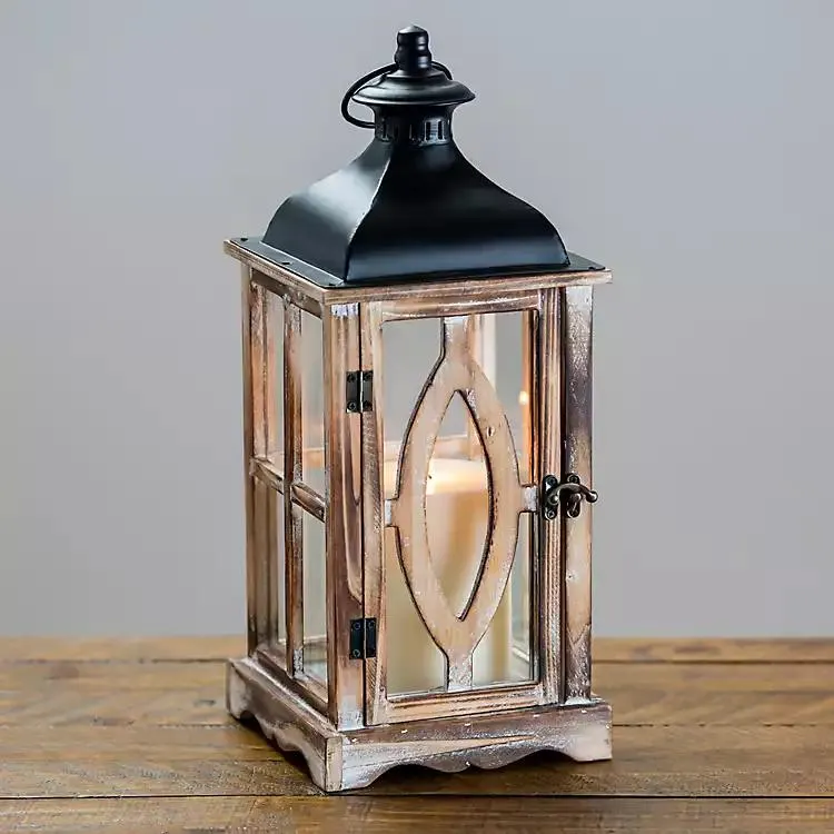 Rustic Wooden Lantern, 17 in.