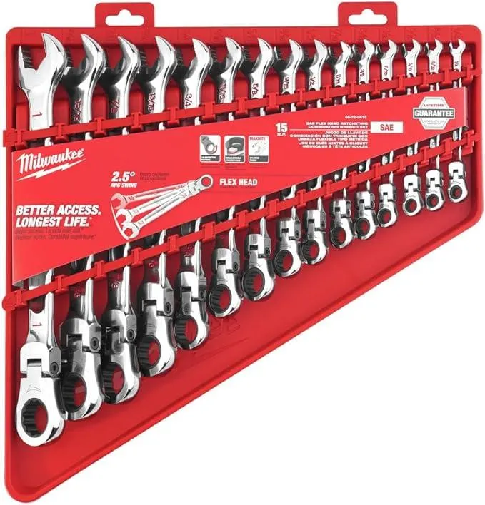 Milwaukee 15 Piece SAE Flex Head Wrench Set
