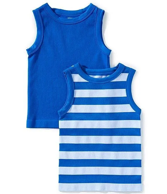 Big Girls Sleeveless 2-Pack Seamless Stripe Tank Tops