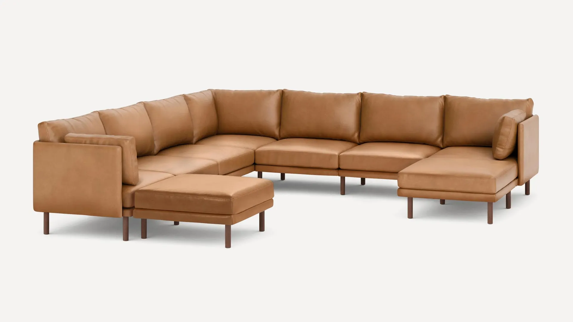 Field Leather 8-Piece Sectional Lounger with Ottoman