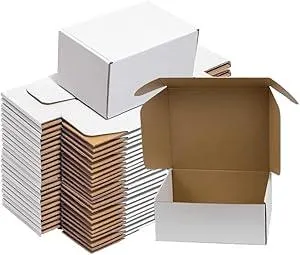 50 Pack 6x4x3 Small Shipping Boxes, White Corrugated Cardboard Packaging Box for Small Business