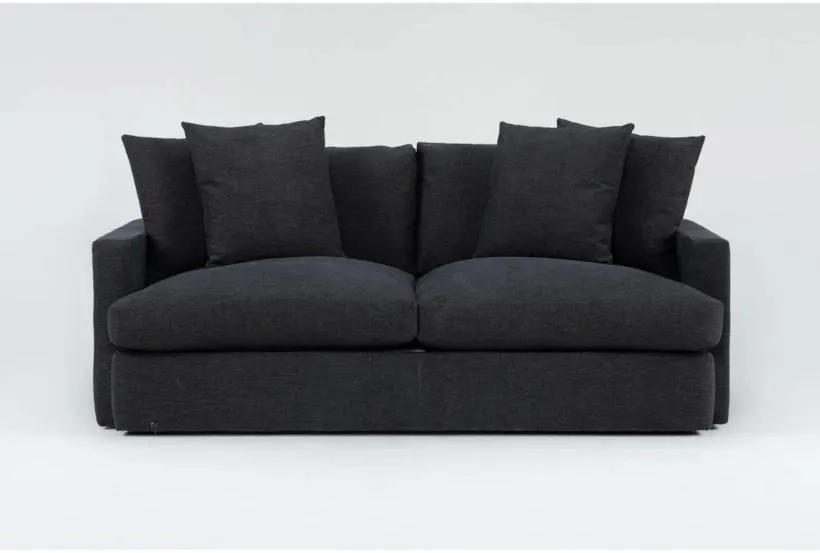 Grand Down III Black Fabric 83" Sofa