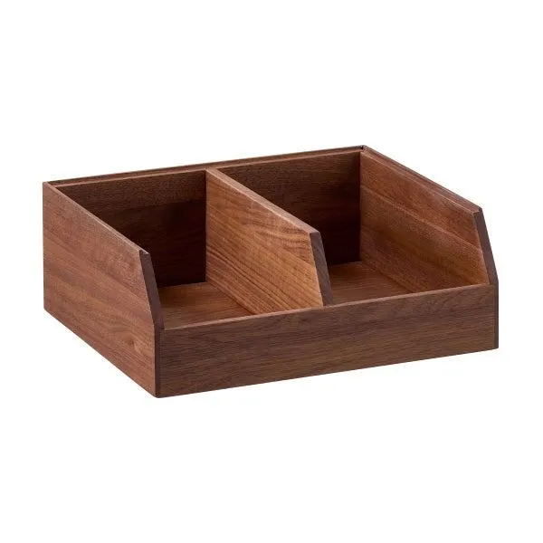 The Container Store Gifford Walnut Divided Stacking Bin