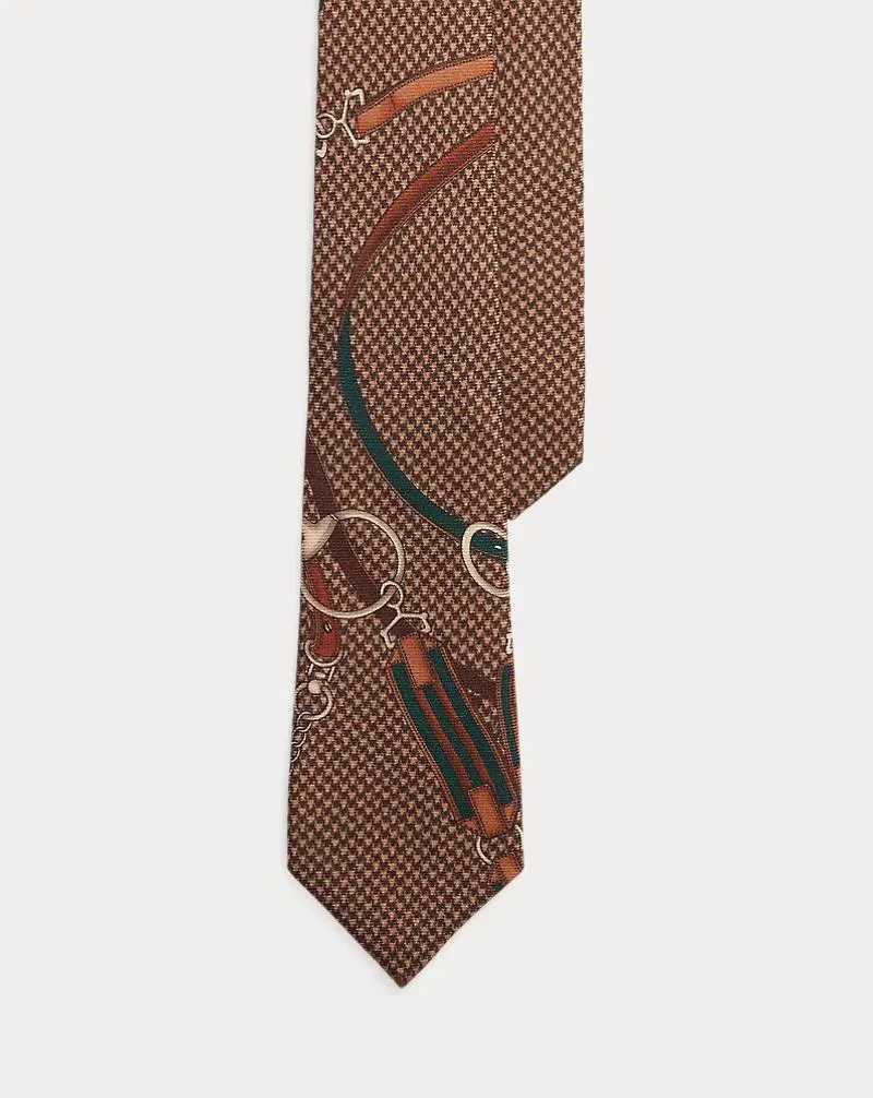 Equestrian-Print Cashmere-Silk Tie