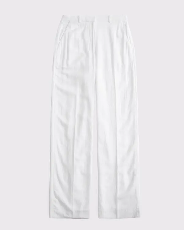 Tailored Linen-Blend Wide Leg Pant