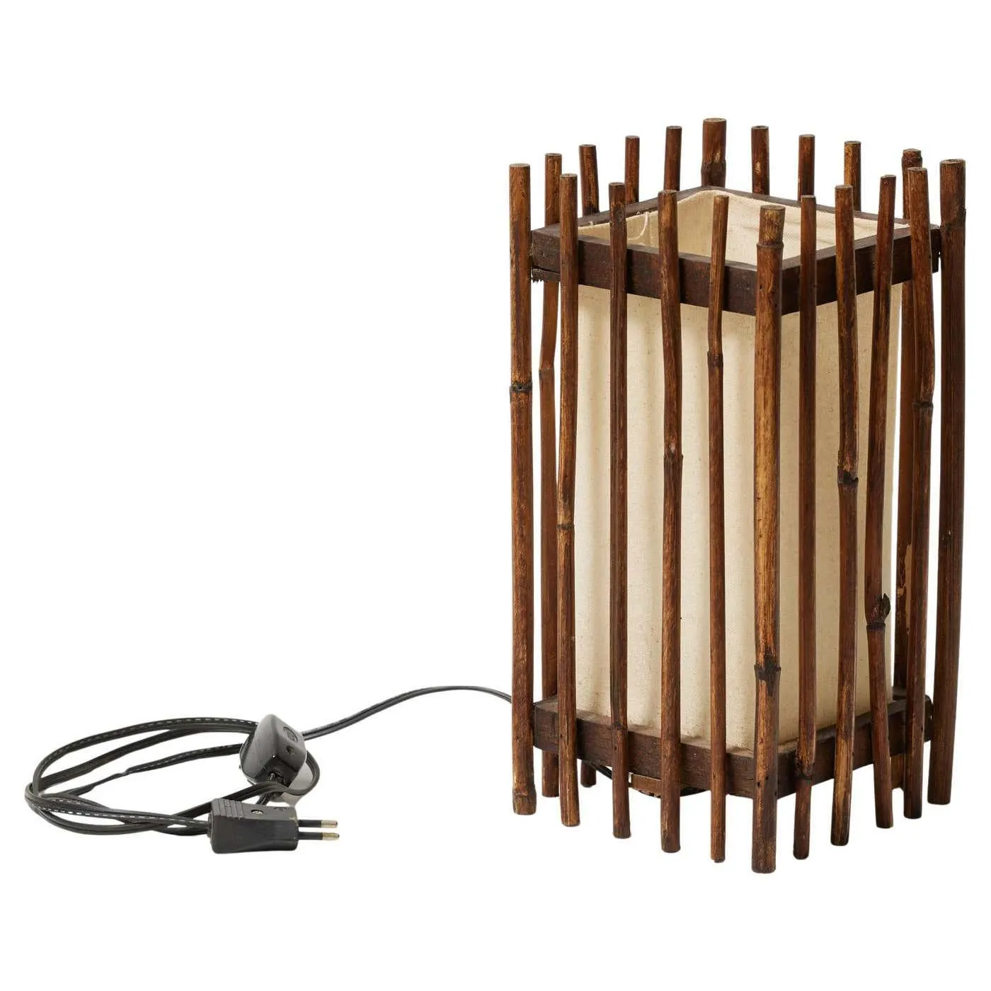 Mid-Century Modern Table Lamp – Bamboo and Linen, Circa 1950