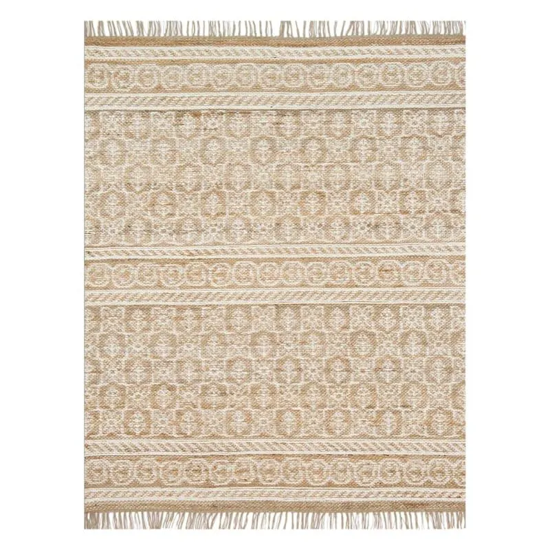 (B508) Devon Hand Woven Jute & Ivory Chenille Area Rug, 7x10