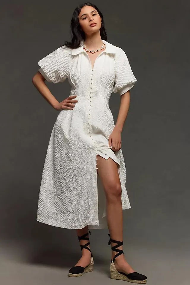English Factory Puff-Sleeve Shirt Dress