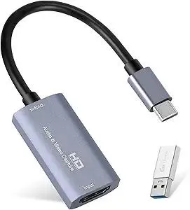 Guermok Video Capture Card, USB 3.0 HDMI to USB C Audio Capture Card, 4K 1080p60fps Capture Devices for Gaming Live Streaming Video Recorder, Works for Windows Mac OS System for Switch, Xbox
