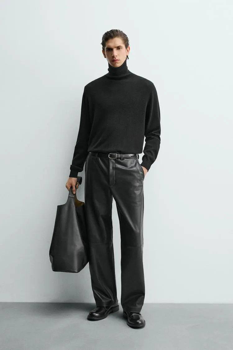 FAUX LEATHER RELAXED FIT PANTS