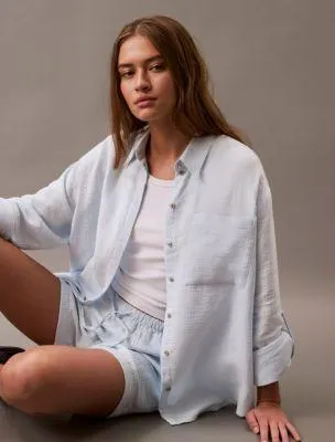 Double Gauze Roll Tab Button-Down Shirt