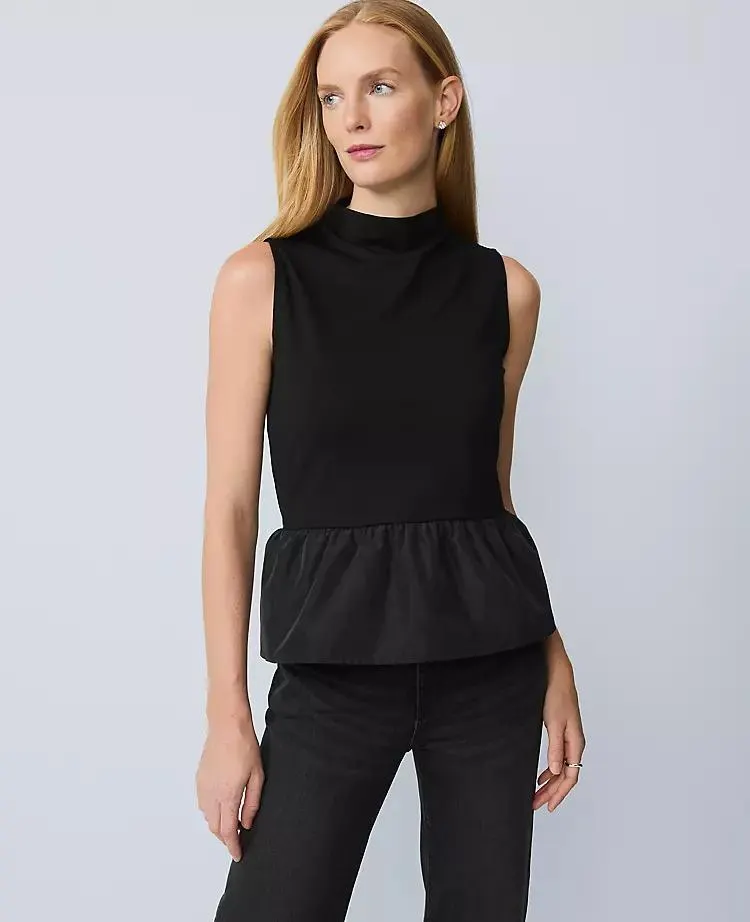Mixed Media Peplum Top